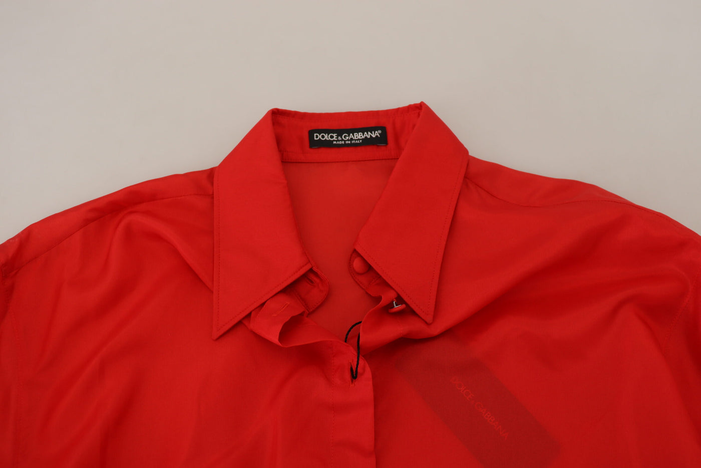 Dolce & Gabbana Rotes Seidenhemd mit Kragen und langen Ärmeln Oberteil