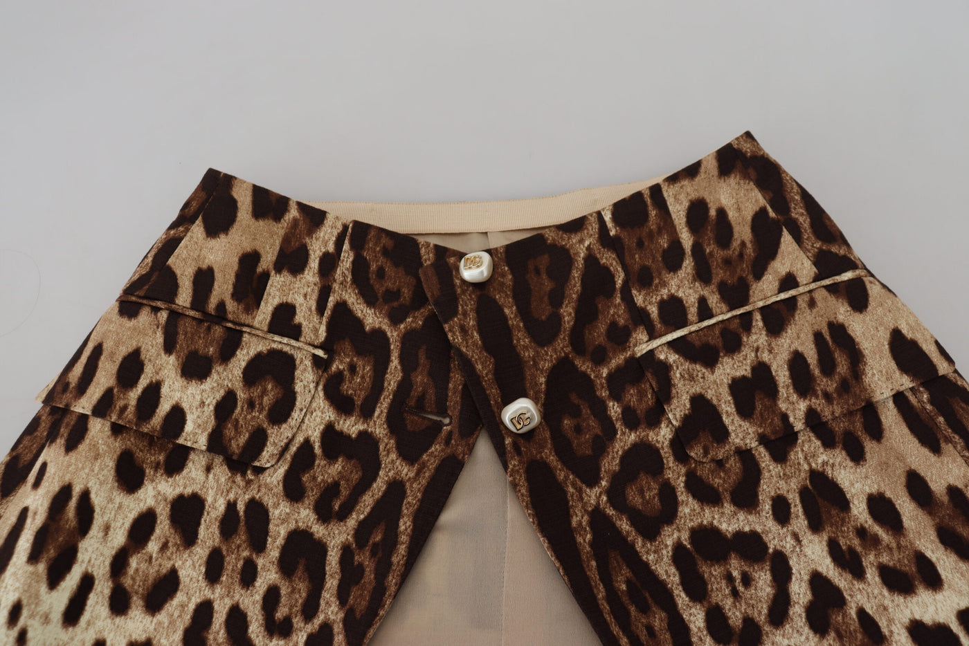 Dolce & Gabbana Brauner A-Linien-Minirock aus Wolle mit Leopardenmuster