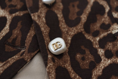 Dolce & Gabbana Brauner A-Linien-Minirock aus Wolle mit Leopardenmuster