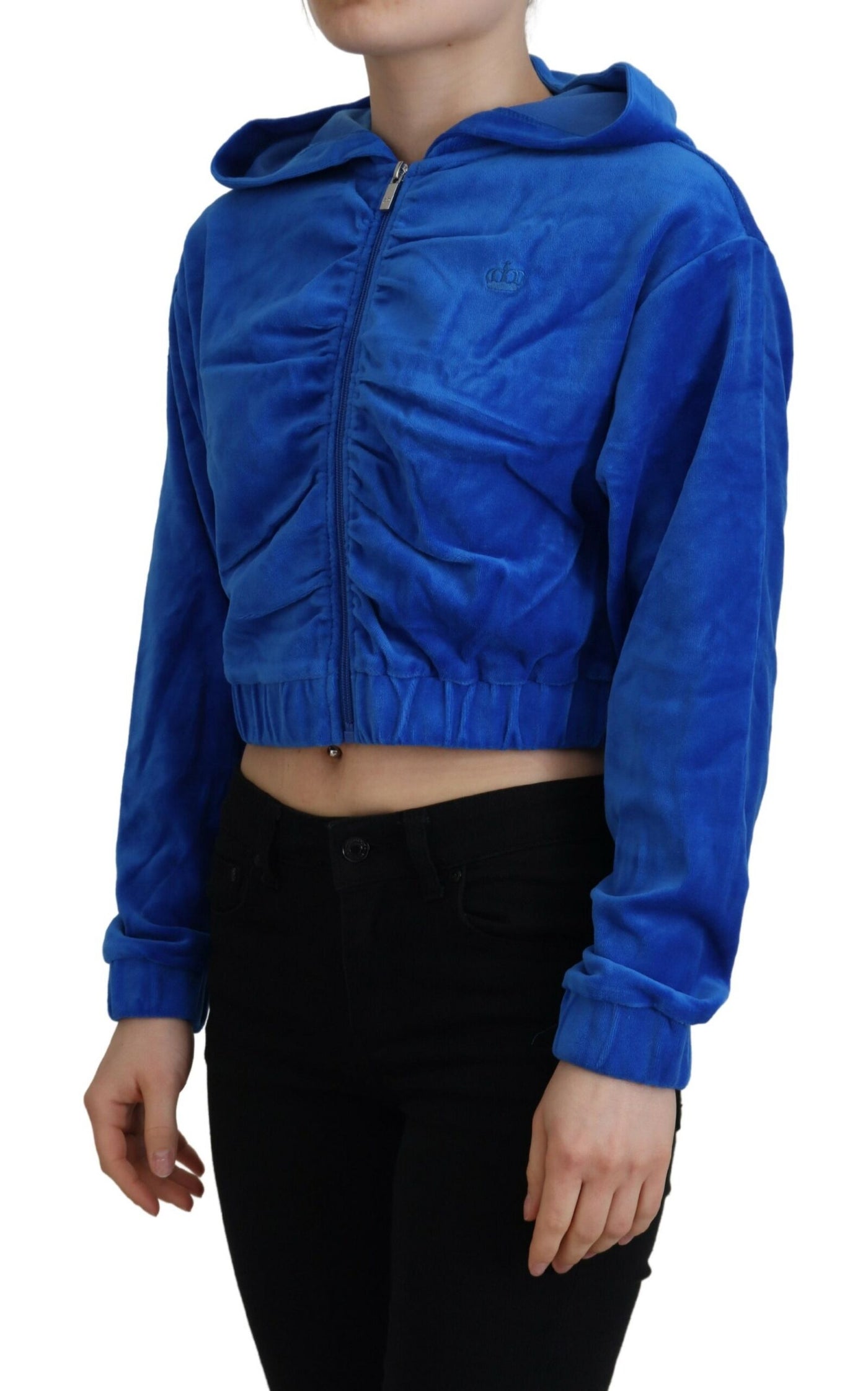 Juicy Couture Blaues Sweatshirt mit Kapuze und Reißverschluss aus Baumwolle