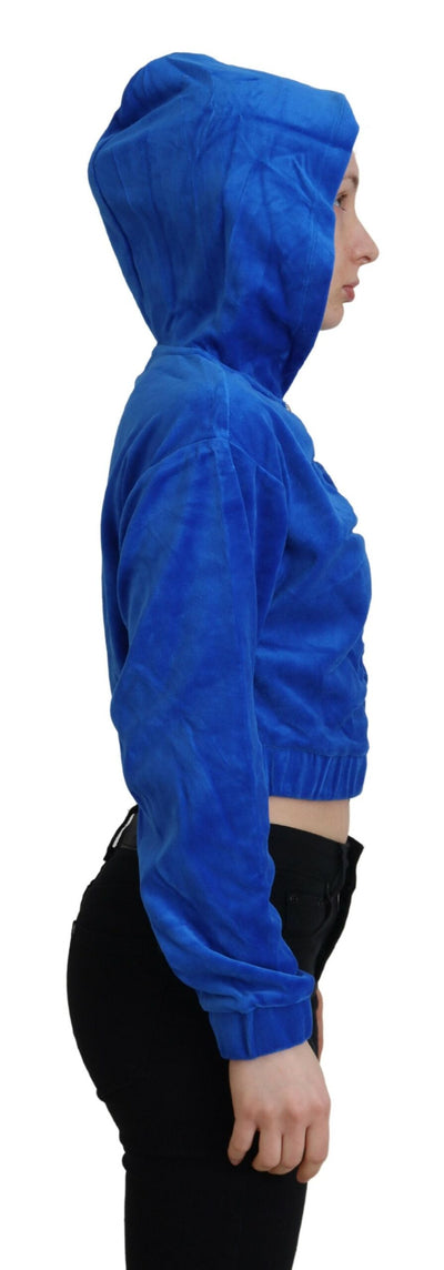 Juicy Couture Blaues Sweatshirt mit Kapuze und Reißverschluss aus Baumwolle