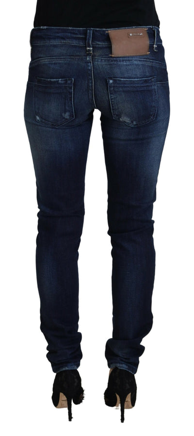 Acht Blaue Baumwolle Niedrige Taille Slim Fit Damen Casual Denim Jeans