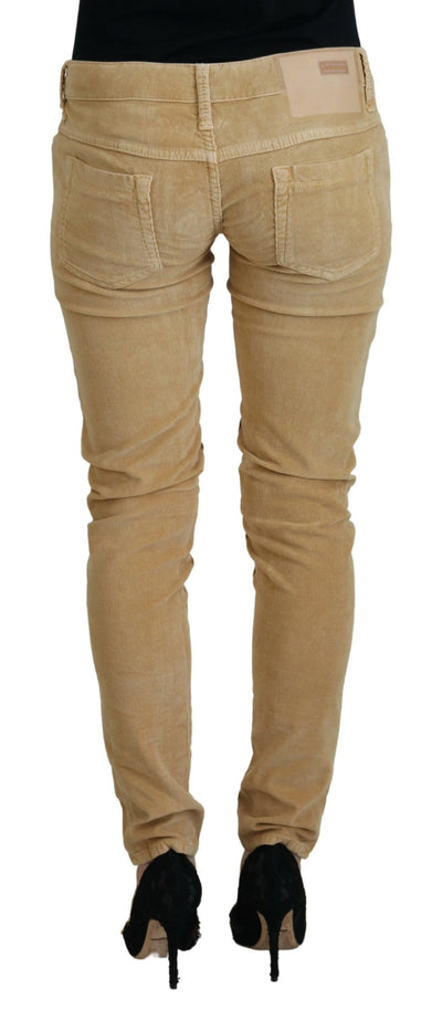 Acht Brauner Baumwollcord mit niedriger Taille für Frauen Casual Jeans
