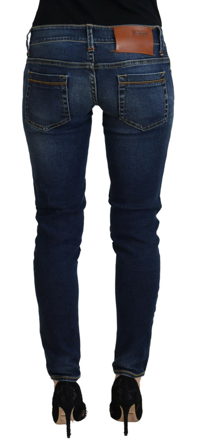 Acht Blaue Baumwolle Niedrige Taille Skinny Frauen Casual Jeans