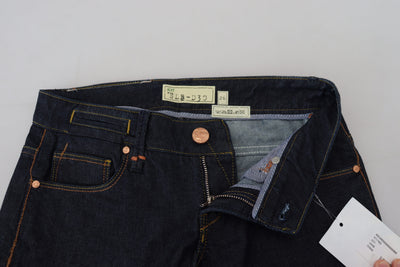 Acht Blaue Baumwolle Niedrige Taille Slim Fit Damen Casual Jeans
