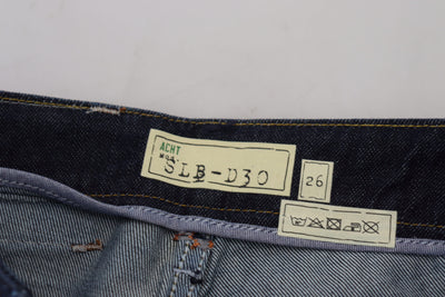 Acht Blaue Baumwolle Niedrige Taille Slim Fit Damen Casual Jeans