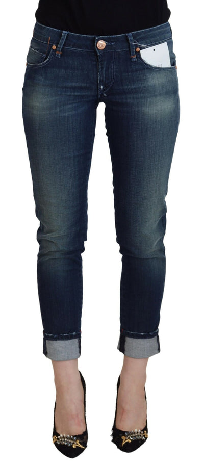 Acht Blaue Baumwolle Slim Fit Damen Casual Denim Jeans