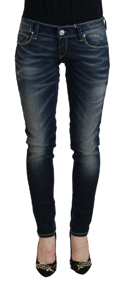 Acht Blau gewaschene Baumwolle Slim Fit Damen Denim Jeans