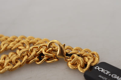 Dolce & Gabbana Gold Messing Kristall Logo Obst Floral Statement Halskette