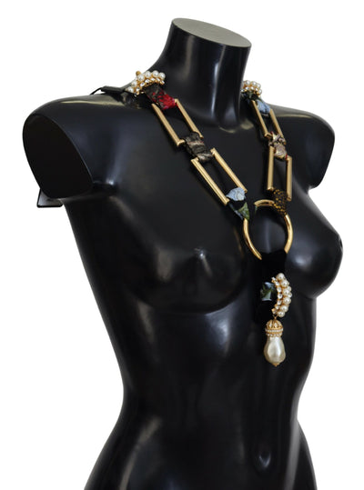 Dolce & Gabbana Gold Messing Sizilien Kristall Robe Statement Halskette