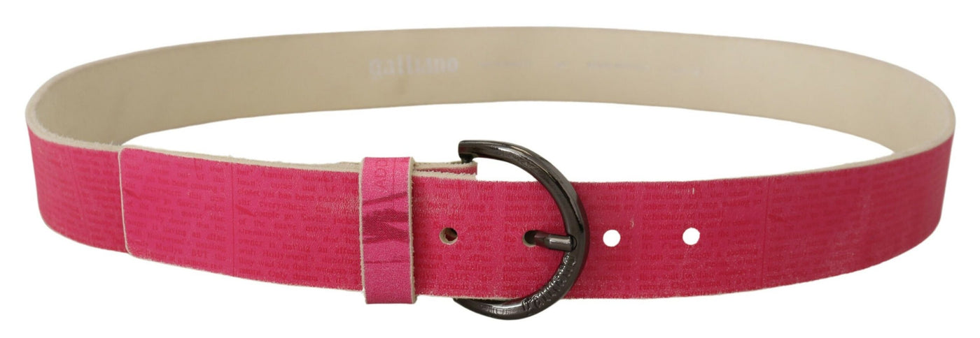 John Galliano Rosa Leder Brief Logo Runde Schnalle Taille Gürtel