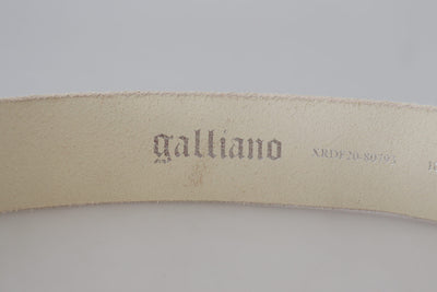 John Galliano Rosa Leder Brief Logo Runde Schnalle Taille Gürtel