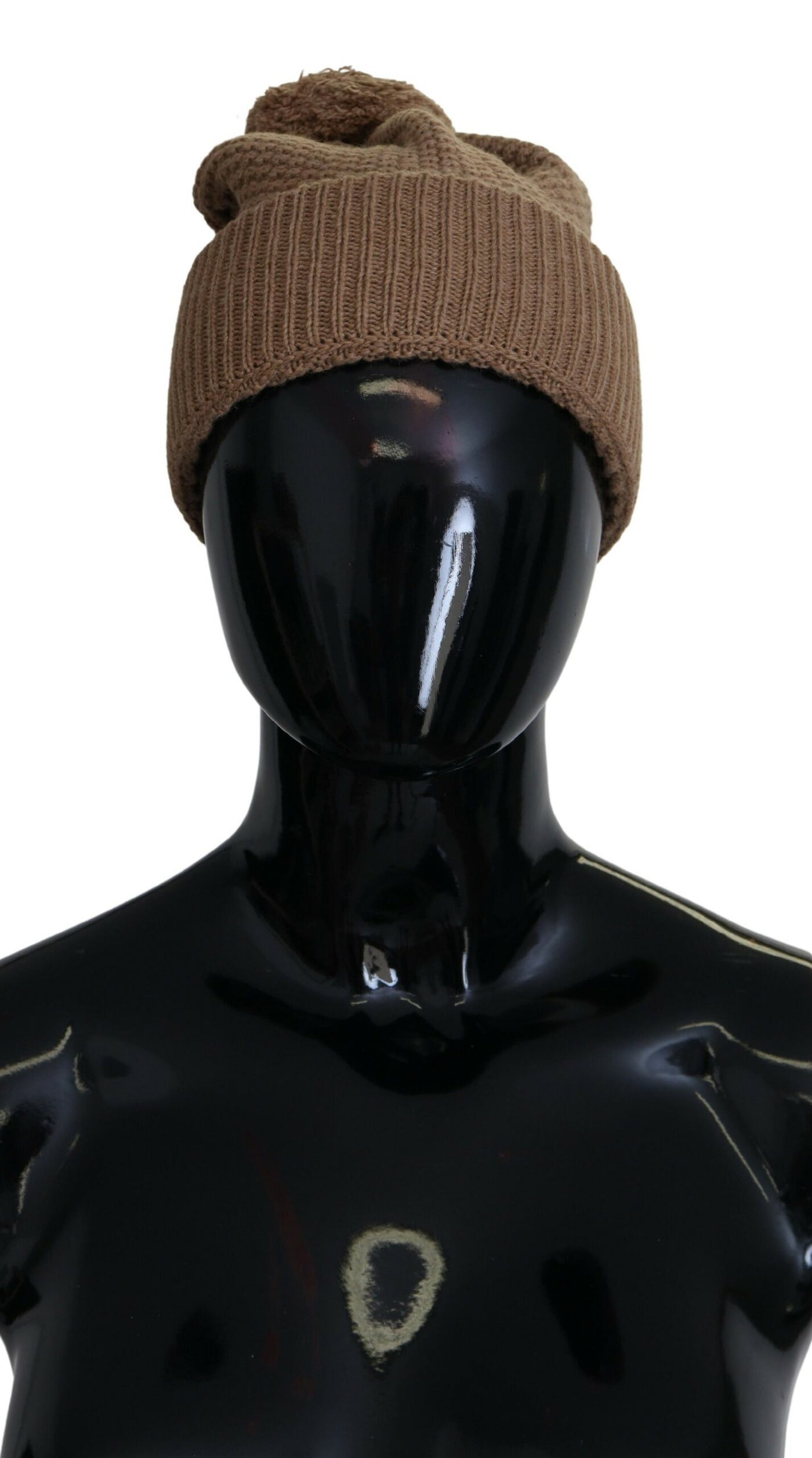 Dolce & Gabbana Brown Solid gestrickt Pelz Ball Winter Beanie Hut