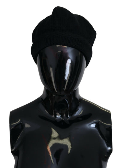 Dolce & Gabbana Schwarze Schurwolle Frauen Winter Beanie Mütze Hut