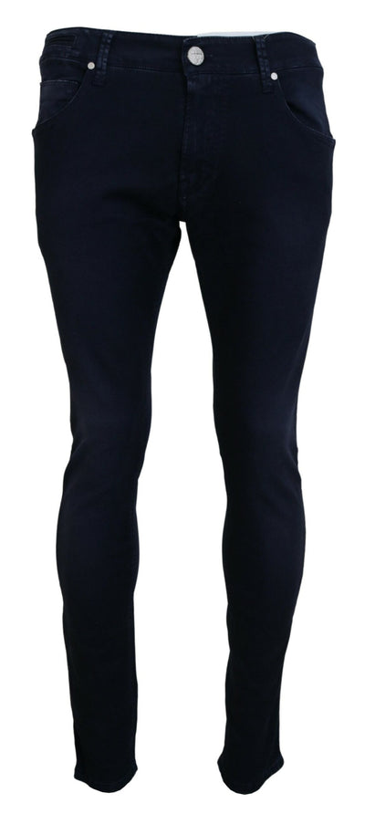 Acht Blaue Baumwolle Tapered Slim Fit Herren Casual Denim Jeans