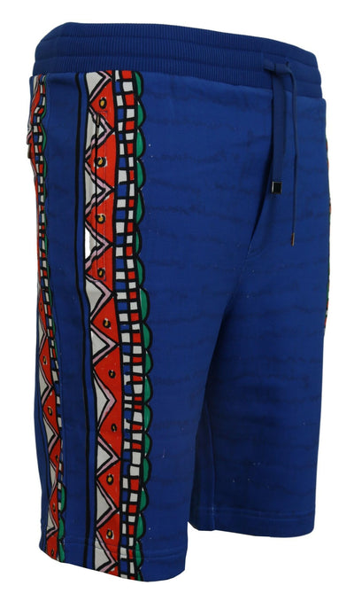 Dolce & Gabbana Bedruckte Bermudashorts aus blauer Baumwolle