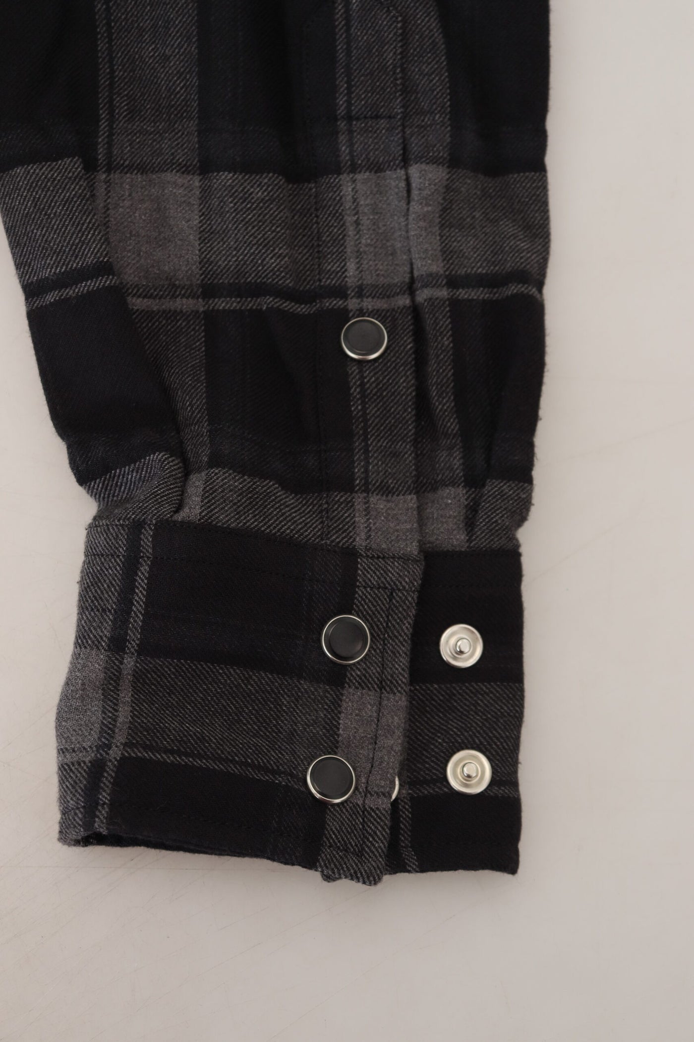 Dolce & Gabbana Schwarz Gray Check Herren Langarmhemd