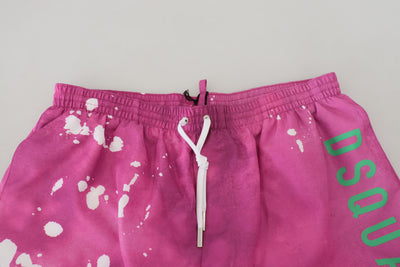 Dsquared² Rosa Tie Dye Logo Herren Strandbekleidung Shorts Bademode