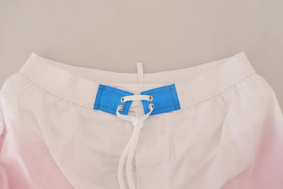 Dsquared² Weiß Rosa Logo Print Männer Beachwear Shorts Bademode