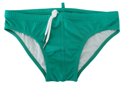 Dsquared² Grün Weiß Logo Print Männer Swim Brief Badebekleidung