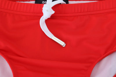 Dsquared² Rot Schwarz ICON Print Herren Badeslip Badehose