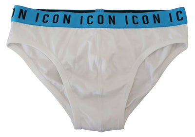 Dsquared² Weiße Icon Logo Baumwolle Stretch Männer Slip Unterwäsche