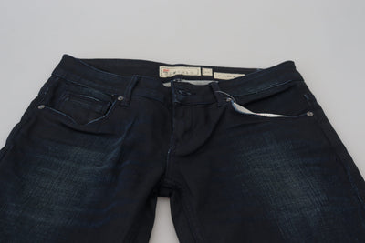 Acht Blaue Low Waist Slim Fit Damen Denim Jeans