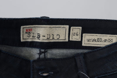 Acht Blaue Low Waist Slim Fit Damen Denim Jeans