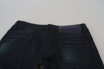 Acht Blaue Low Waist Slim Fit Damen Denim Jeans