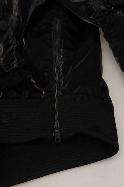 Dolce & Gabbana Schwarze Nylon Bomberjacke mit Kapuze und Reißverschluss