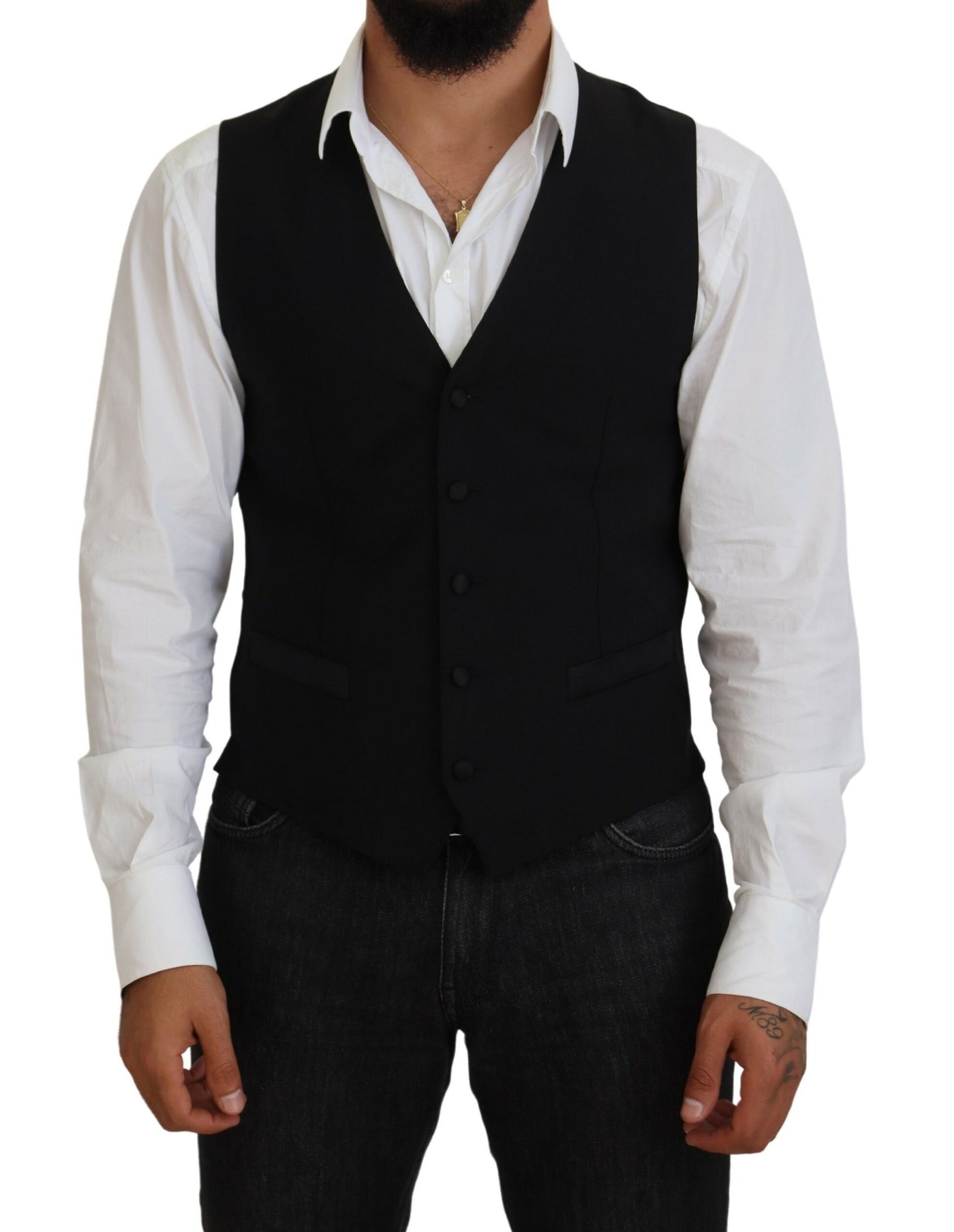 Dolce & Gabbana Schwarze Schurwollweste Formelle Weste