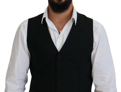 Dolce & Gabbana Schwarze Schurwollweste Formelle Weste