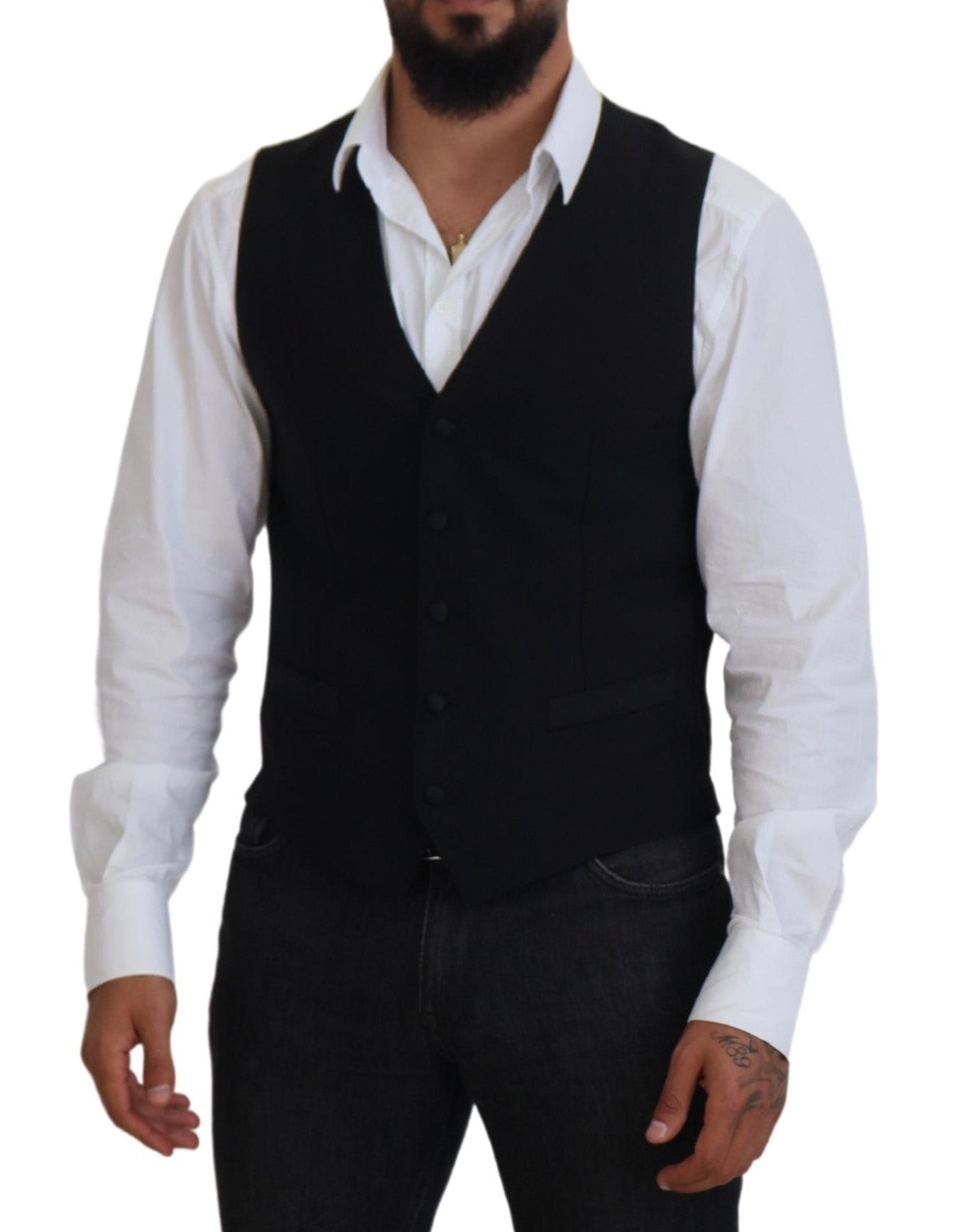 Dolce & Gabbana Schwarze Schurwollweste Formelle Weste