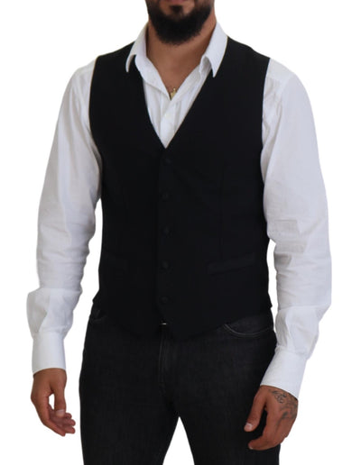 Dolce & Gabbana Schwarze Schurwollweste Formelle Weste