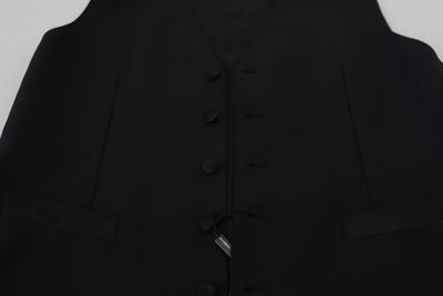 Dolce & Gabbana Schwarze Schurwollweste Formelle Weste