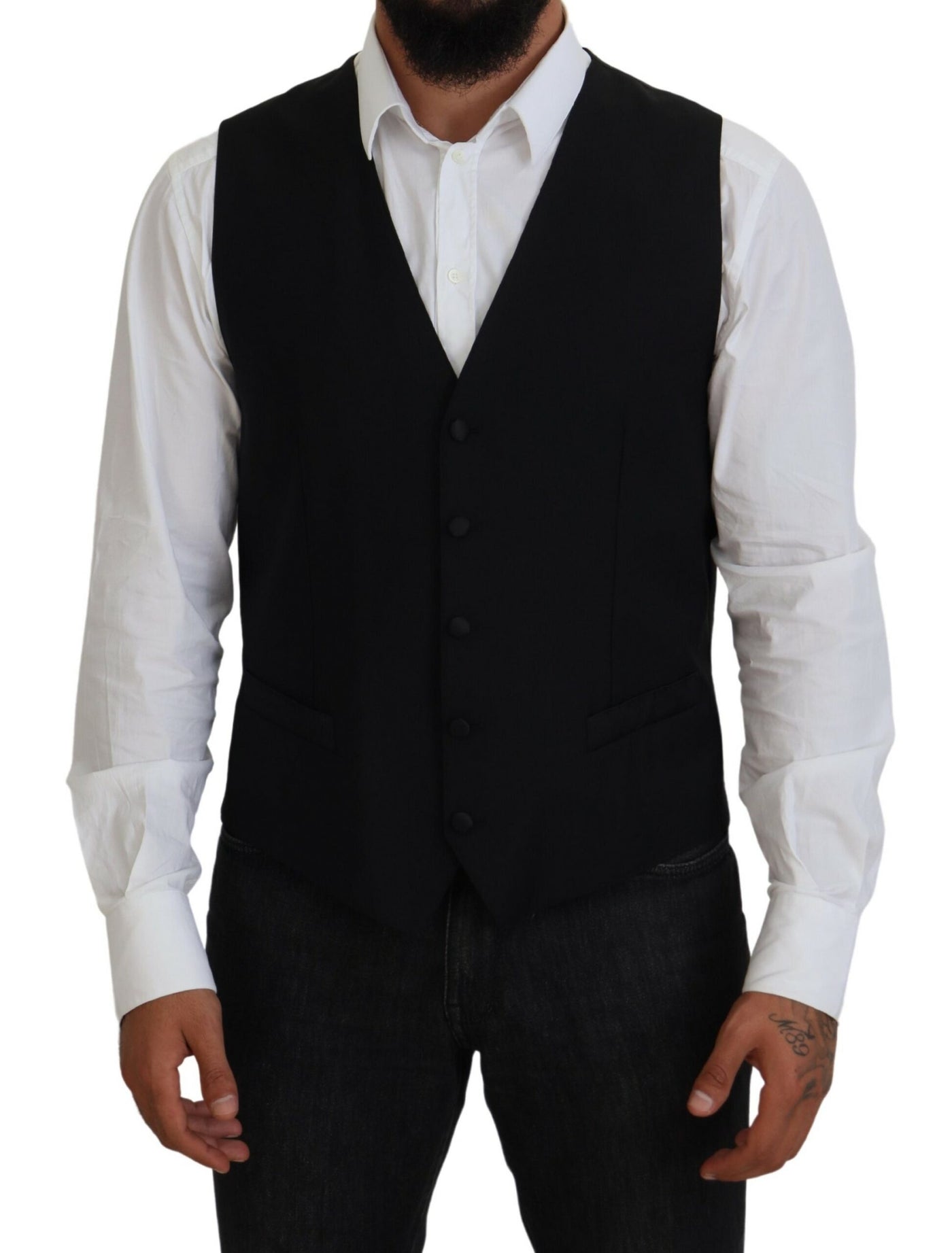 Dolce & Gabbana Schwarze Schurwollweste Formelle Weste