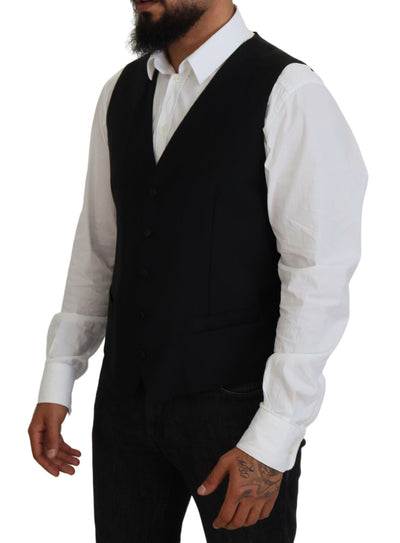 Dolce & Gabbana Schwarze Schurwollweste Formelle Weste