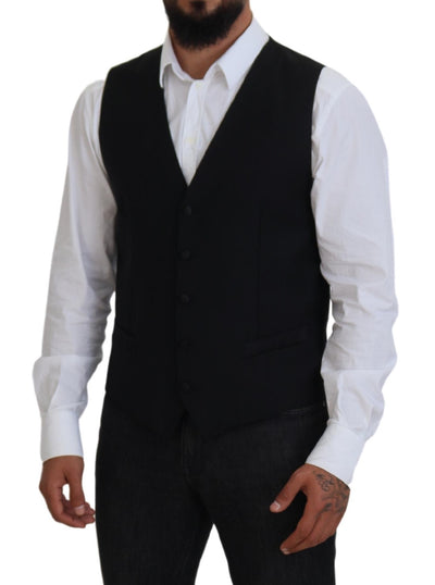 Dolce & Gabbana Schwarze Schurwollweste Formelle Weste