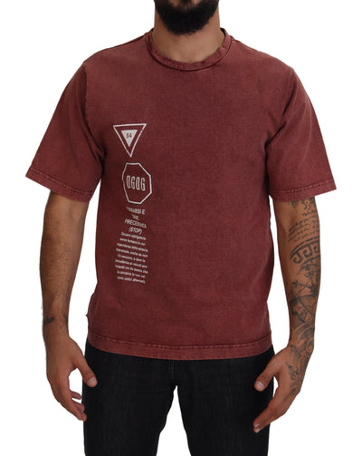 Dolce & Gabbana Maroon Print Rundhalsausschnitt Kurzarm-T-Shirt
