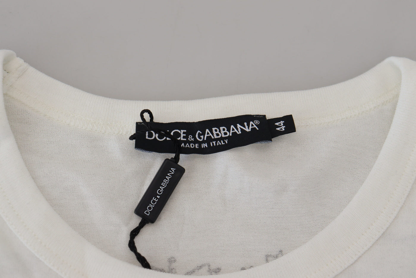 Dolce & Gabbana Weißes DG Crown Floral Crewneck Herren-T-Shirt
