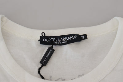 Dolce & Gabbana Weißes DG Crown Floral Crewneck Herren-T-Shirt