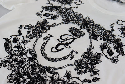 Dolce & Gabbana Weißes DG Crown Floral Crewneck Herren-T-Shirt