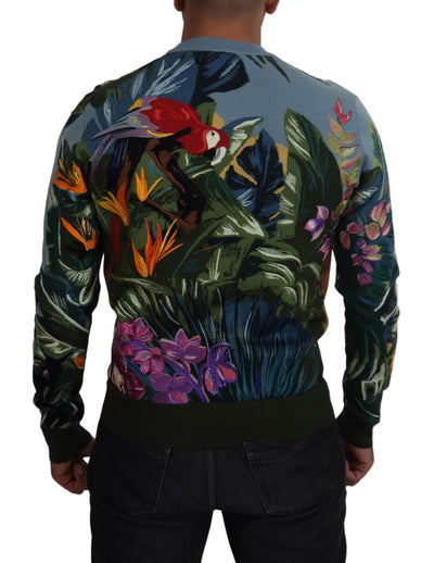 Dolce & Gabbana Multicolor Dschungel-Wollpullover Logo-Pullover
