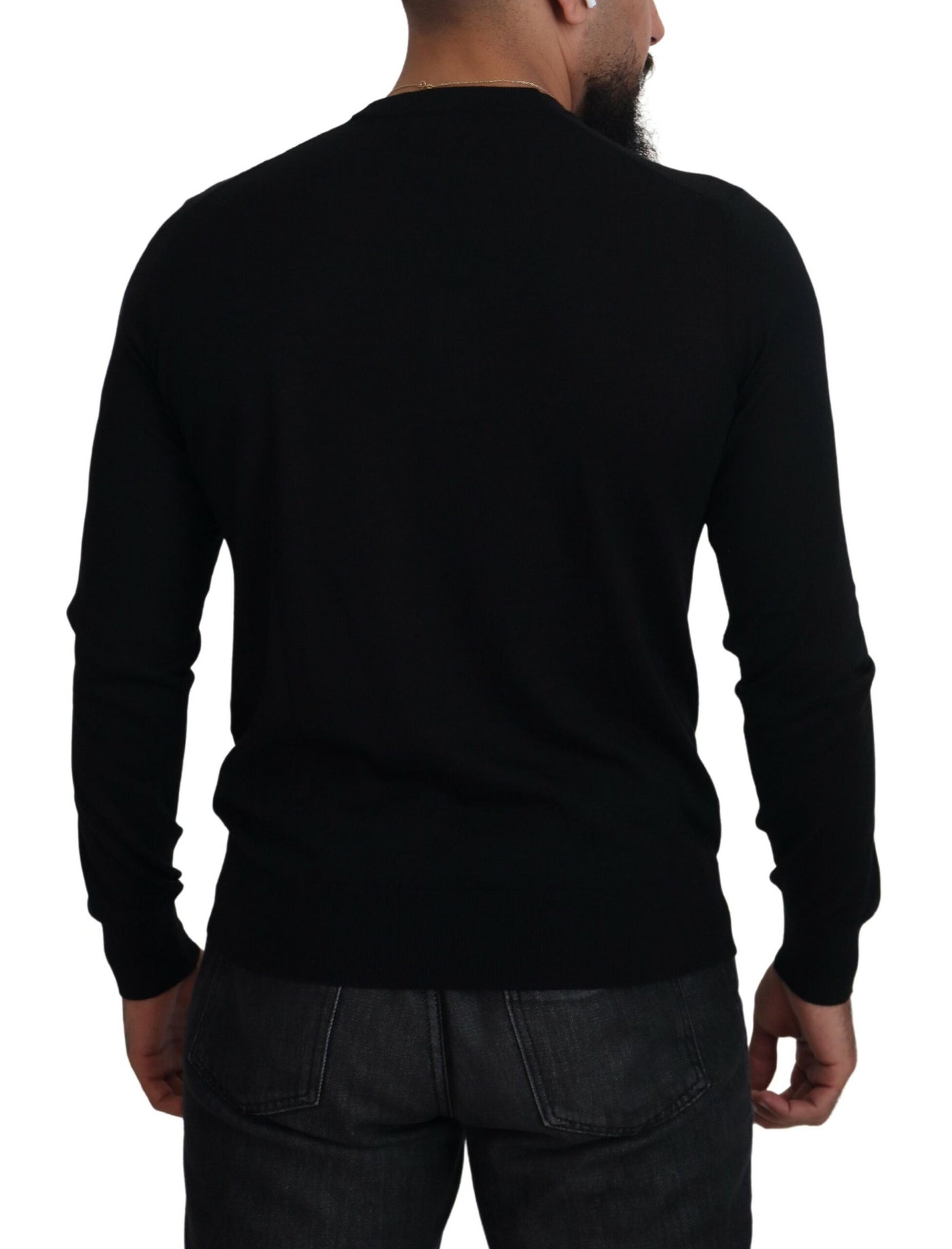 Dolce & Gabbana Schwarzer Kaschmir-Strickpullover mit Knopfleiste
