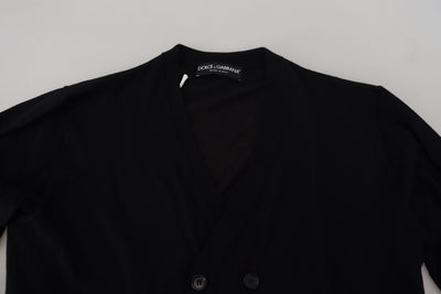 Dolce & Gabbana Schwarzer Kaschmir-Strickpullover mit Knopfleiste