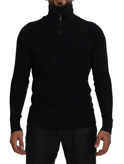 Dolce & Gabbana Pullover mit Rollkragen aus schwarzer Seide
