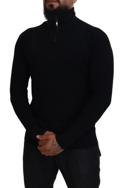 Dolce & Gabbana Pullover mit Rollkragen aus schwarzer Seide
