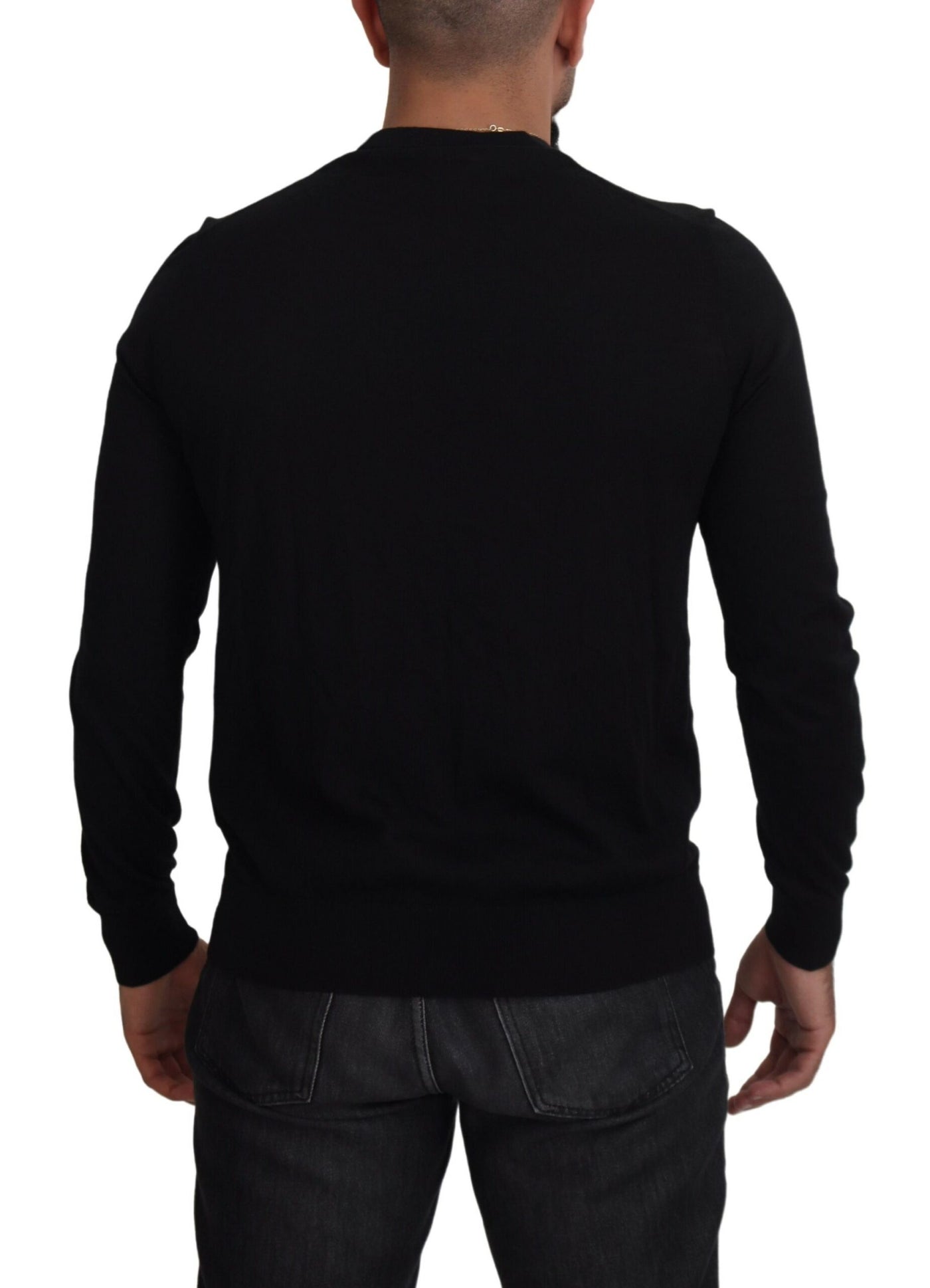 Dolce & Gabbana Schwarzer Kaschmir-Strickpullover mit Knopfleiste