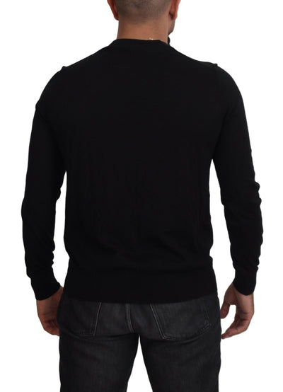 Dolce & Gabbana Schwarzer Kaschmir-Strickpullover mit Knopfleiste