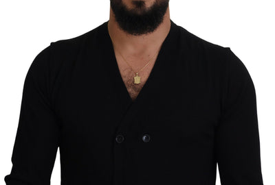 Dolce & Gabbana Schwarzer Kaschmir-Strickpullover mit Knopfleiste